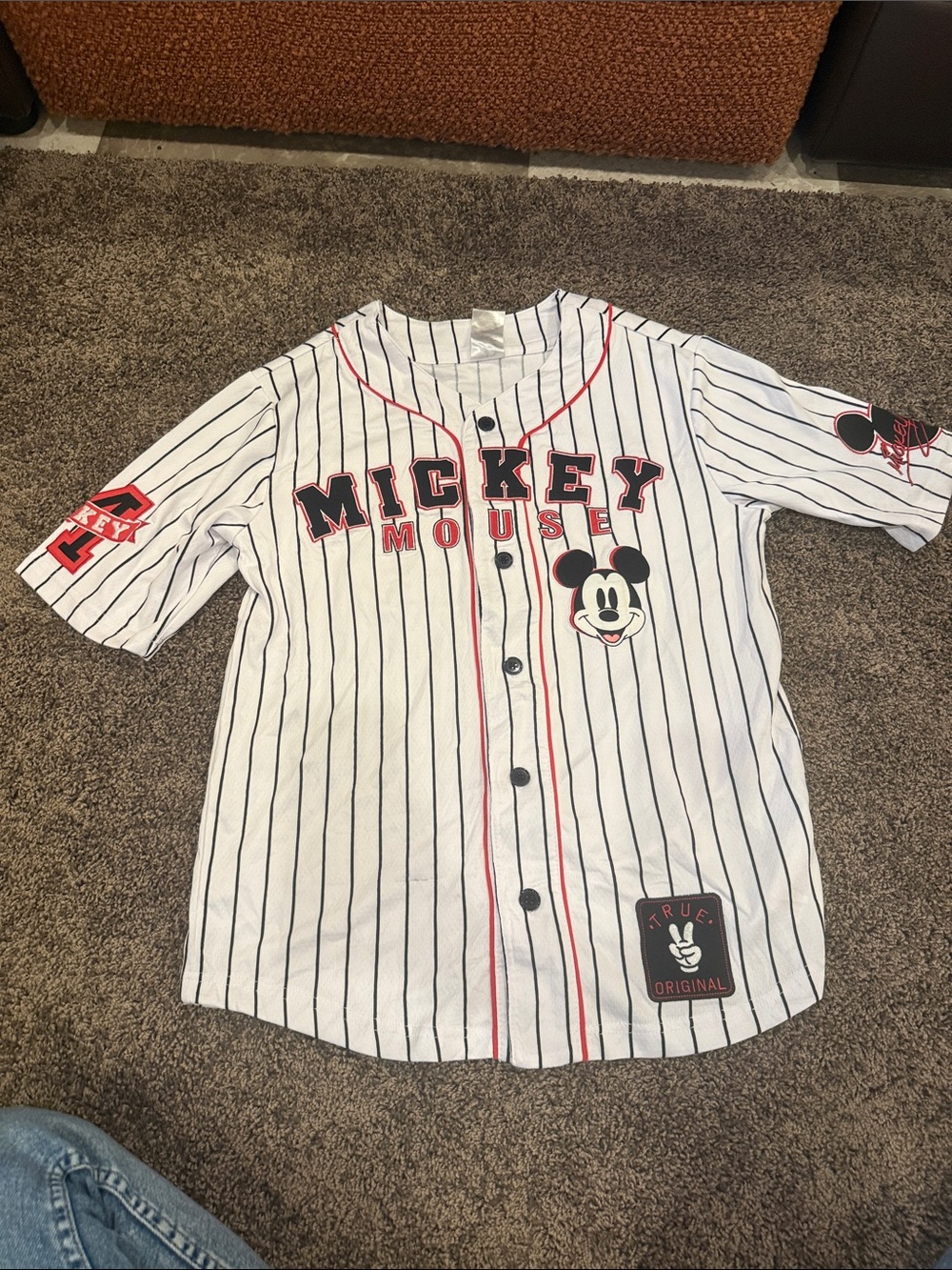 NWOT DISNEY Mickey Mouse striped baseball jersey